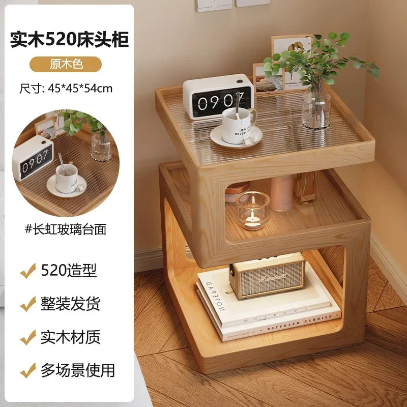 Bedside Table Wood End Tables Side Bed Room Nightstands Night Storage Cabinet Bookcase Mesita De Noche Bedrooms Furniture