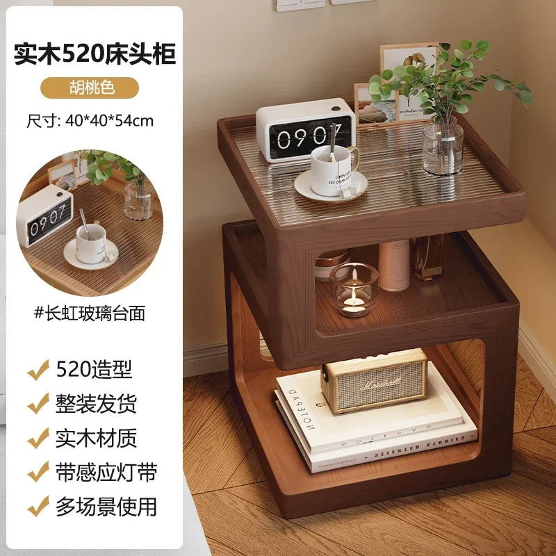 Bedside Table Wood End Tables Side Bed Room Nightstands Night Storage Cabinet Bookcase Mesita De Noche Bedrooms Furniture