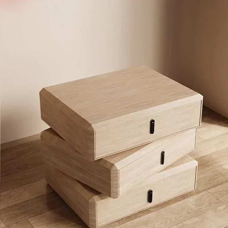 Rotating Solid Wood Nightstand Modern White Drawer Nordic Hotel Bedside Table Small Storage Mesitas De Noche Bedroom Furniture