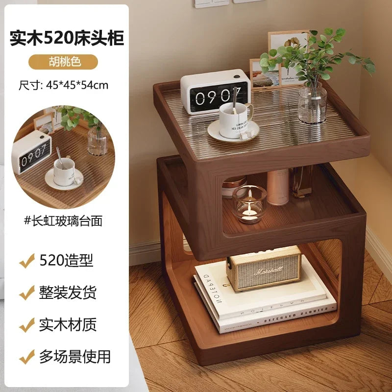 Bedside Table Wood End Tables Side Bed Room Nightstands Night Storage Cabinet Bookcase Mesita De Noche Bedrooms Furniture