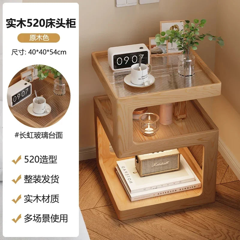 Bedside Table Wood End Tables Side Bed Room Nightstands Night Storage Cabinet Bookcase Mesita De Noche Bedrooms Furniture