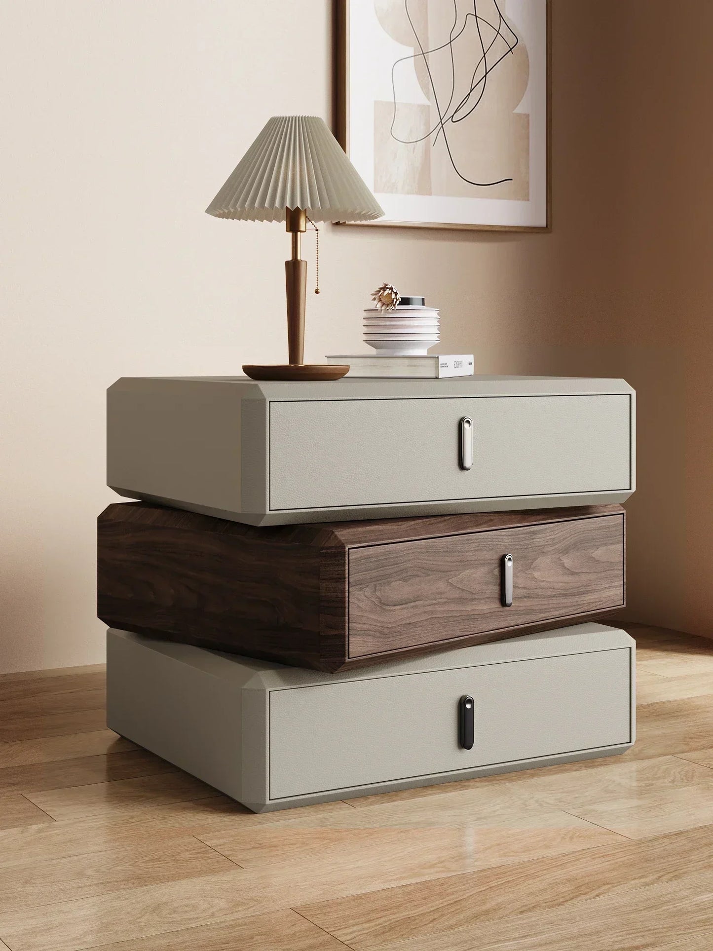Rotating Solid Wood Nightstand Modern White Drawer Nordic Hotel Bedside Table Small Storage Mesitas De Noche Bedroom Furniture
