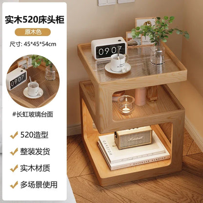 Bedside Table Wood End Tables Side Bed Room Nightstands Night Storage Cabinet Bookcase Mesita De Noche Bedrooms Furniture