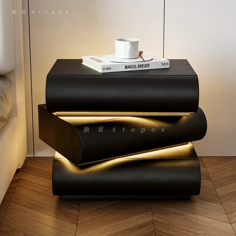 Minimalist Black Nightstand Table Bedroom European Drawers Nordic Nightstand Table Modern Wood Mesa De Noche Home Furniture