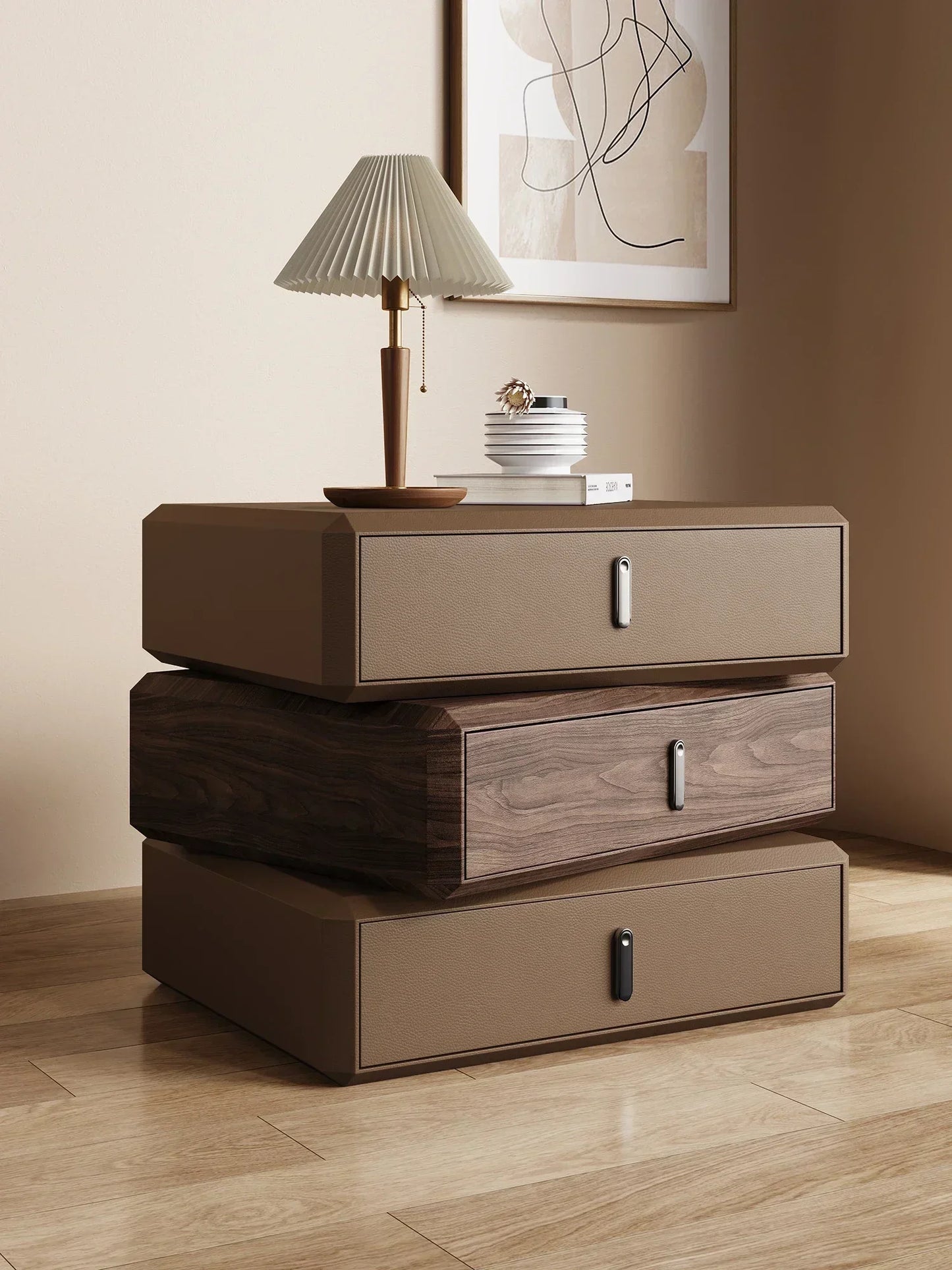Rotating Solid Ｗood Ｎightstand Modern White Drawer Nordic Hotel Bedside Table Small Storage Mesitas De Noche Bedroom Furniture