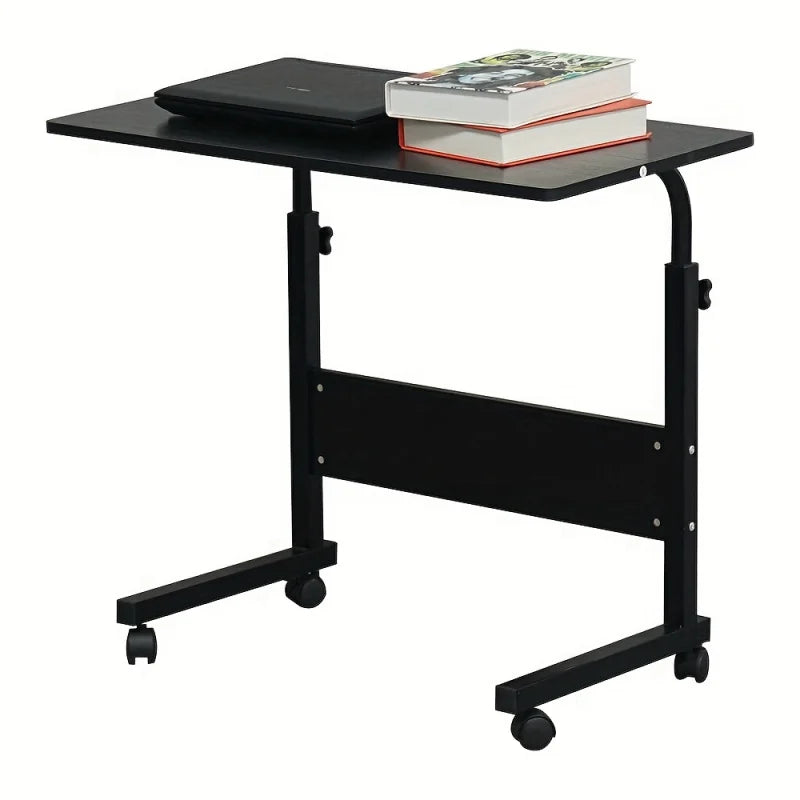 Mesita de noche ajustable multifuncional MDF/hierro/4 ruedas con freno, gris plateado