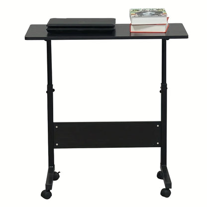 Mesita de noche ajustable multifuncional MDF/hierro/4 ruedas con freno, gris plateado