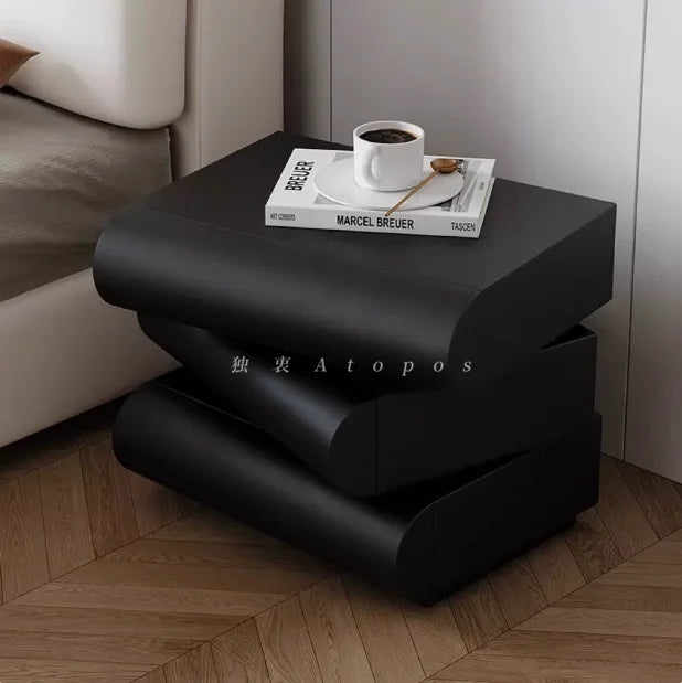 Minimalist Black Nightstand Table Bedroom European Drawers Nordic Nightstand Table Modern Wood Mesa De Noche Home Furniture