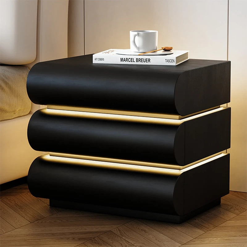 Minimalist Black Nightstand Table Bedroom European Drawers Nordic Nightstand Table Modern Wood Mesa De Noche Home Furniture