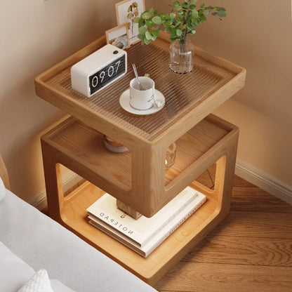 Bedside Table Wood End Tables Side Bed Room Nightstands Night Storage Cabinet Bookcase Mesita De Noche Bedrooms Furniture