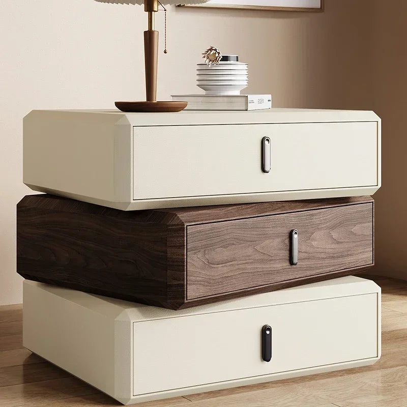 Rotating Solid Ｗood Ｎightstand Modern White Drawer Nordic Hotel Bedside Table Small Storage Mesitas De Noche Bedroom Furniture