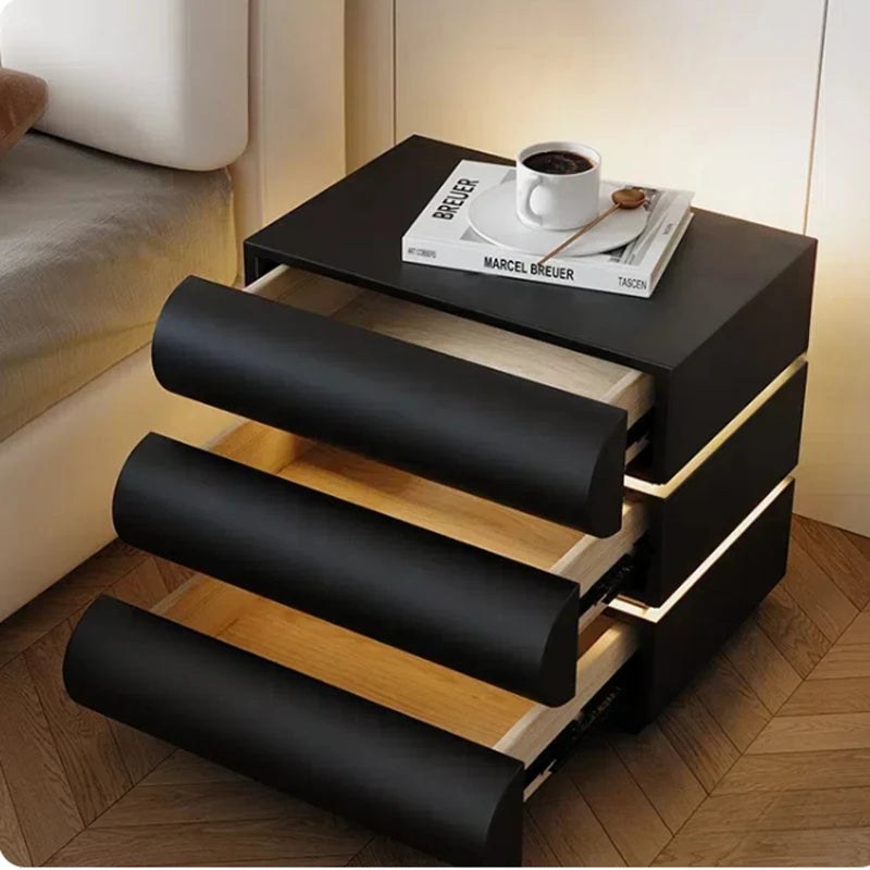 Minimalist Black Nightstand Table Bedroom European Drawers Nordic Nightstand Table Modern Wood Mesa De Noche Home Furniture