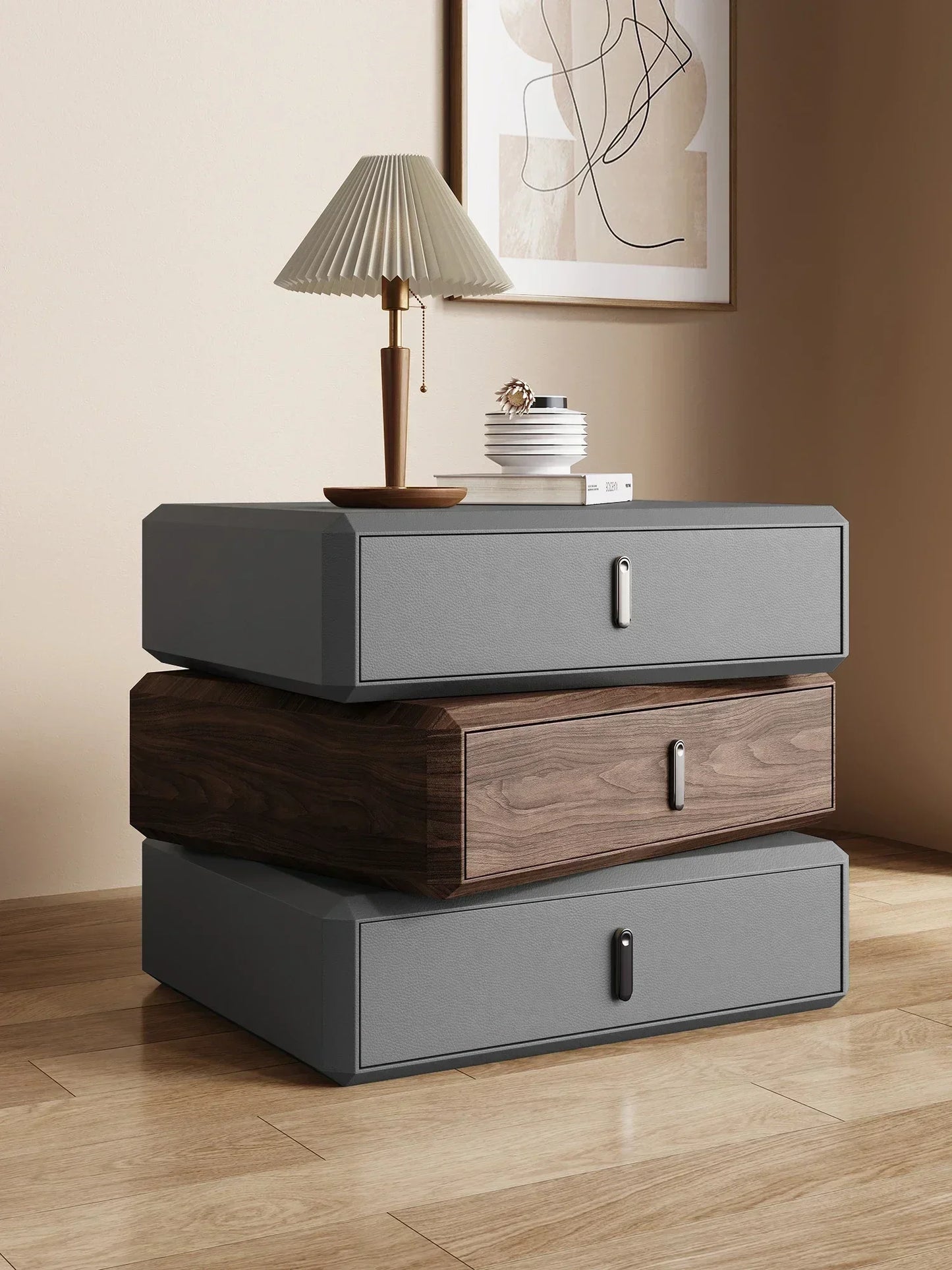 Rotating Solid Ｗood Ｎightstand Modern White Drawer Nordic Hotel Bedside Table Small Storage Mesitas De Noche Bedroom Furniture