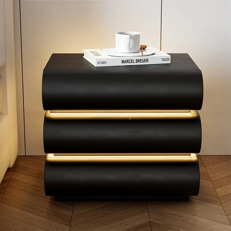 Minimalist Black Nightstand Table Bedroom European Drawers Nordic Nightstand Table Modern Wood Mesa De Noche Home Furniture