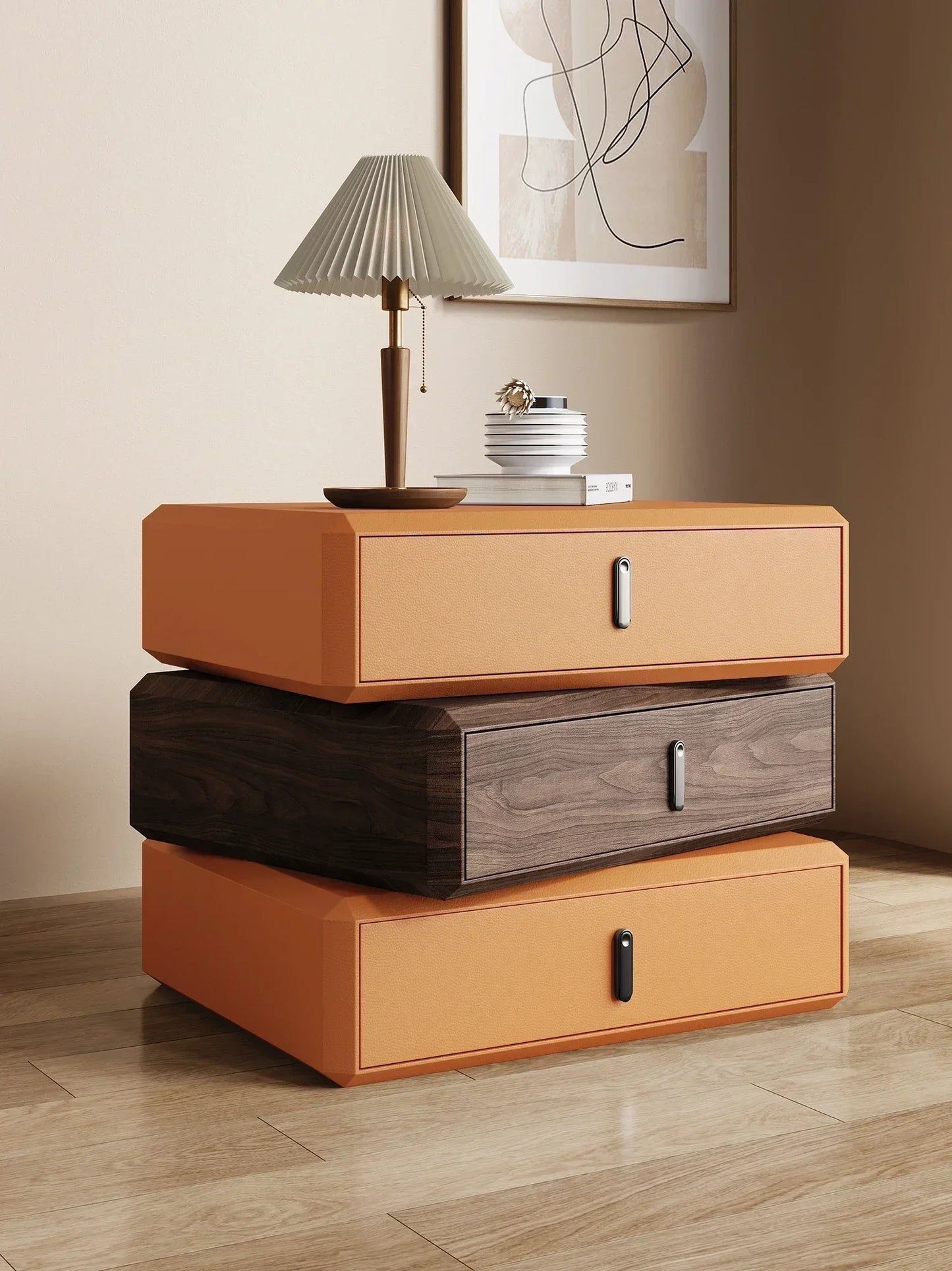 Rotating Solid Ｗood Ｎightstand Modern White Drawer Nordic Hotel Bedside Table Small Storage Mesitas De Noche Bedroom Furniture