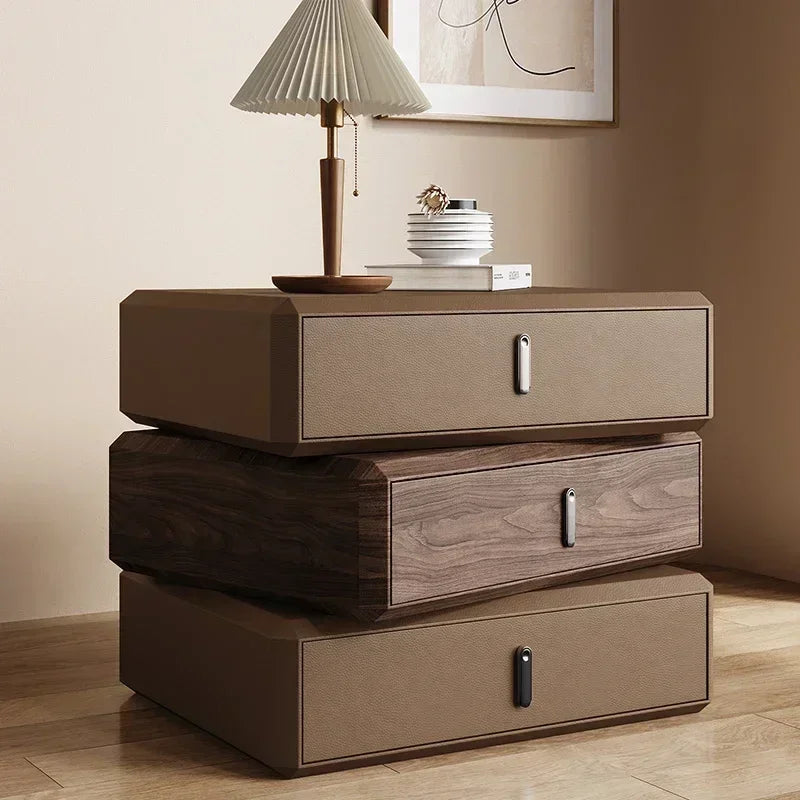 Rotating Solid Ｗood Ｎightstand Modern White Drawer Nordic Hotel Bedside Table Small Storage Mesitas De Noche Bedroom Furniture