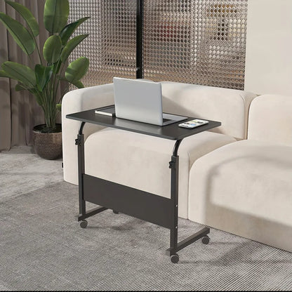 Mesita de noche ajustable multifuncional MDF/hierro/4 ruedas con freno, gris plateado