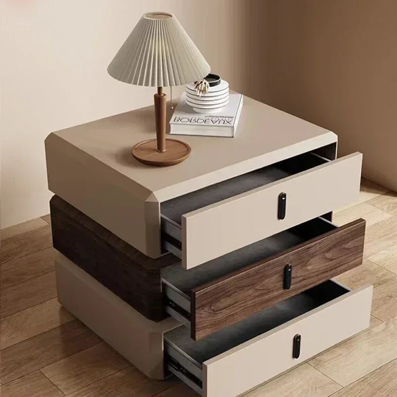 Rotating Solid Ｗood Ｎightstand Modern White Drawer Nordic Hotel Bedside Table Small Storage Mesitas De Noche Bedroom Furniture