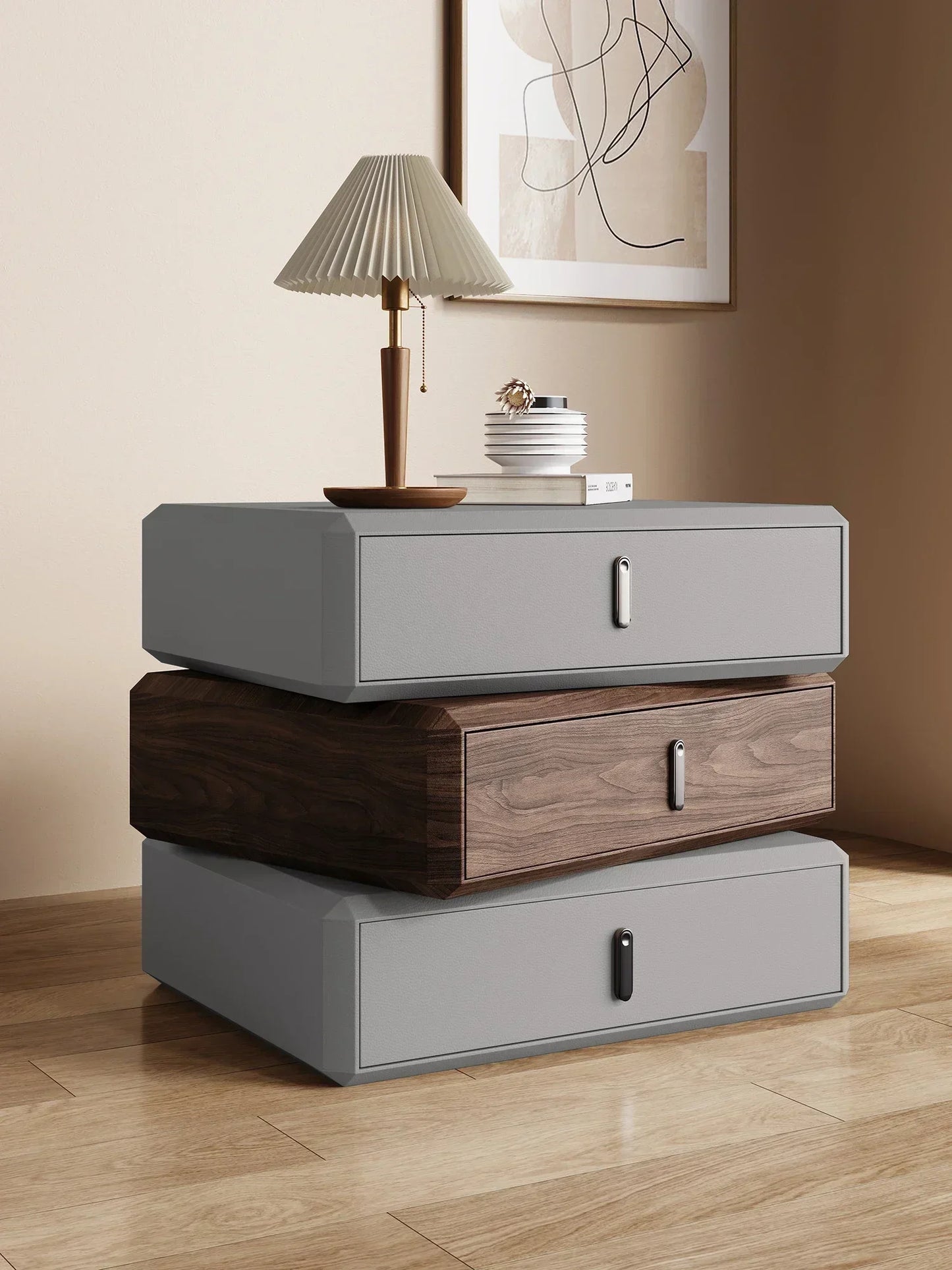 Rotating Solid Ｗood Ｎightstand Modern White Drawer Nordic Hotel Bedside Table Small Storage Mesitas De Noche Bedroom Furniture