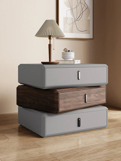 Rotating Solid Ｗood Ｎightstand Modern White Drawer Nordic Hotel Bedside Table Small Storage Mesitas De Noche Bedroom Furniture