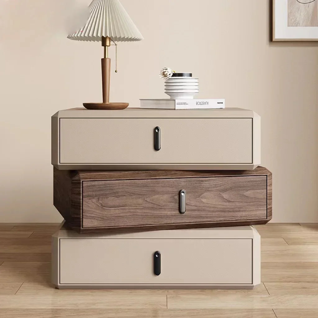 Rotating Solid Ｗood Ｎightstand Modern White Drawer Nordic Hotel Bedside Table Small Storage Mesitas De Noche Bedroom Furniture