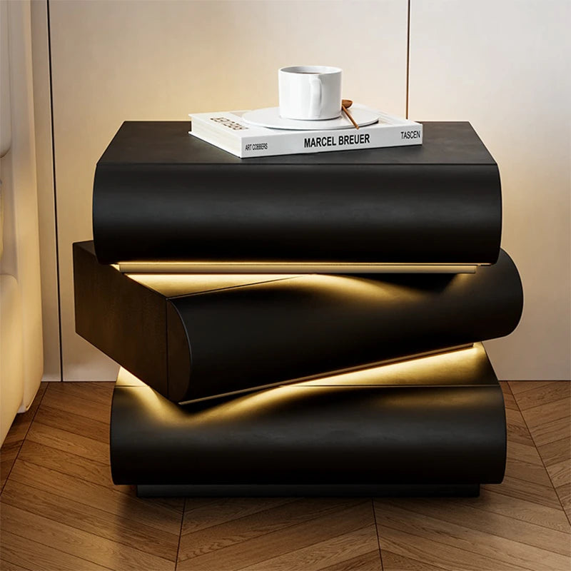 Minimalist Black Nightstand Table Bedroom European Drawers Nordic Nightstand Table Modern Wood Mesa De Noche Home Furniture